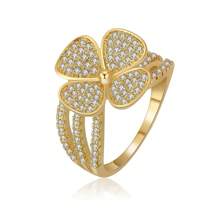 1pc Women's Fashion Elegant Copper Inlaid Zirconia Flower Ring, Wedding Party Jewelry, Holiday Gift - Ring - View 6
