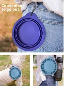 Bols pliables en silicone pour chien et chat, bol double pour animaux de compagnie pliable, gamelle d'eau et de nourriture pour chat adaptée pour la marche, la randonnée et le camping