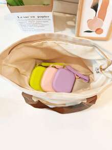 Nueva bolsa cosmética de silicona cuadrada mini, monedero multiusos pequeño para uso al aire libre, almacenamiento de llaves, auriculares, portador de tarjetas