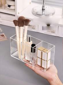 1 件透明化妆刷收纳盒，刷子、香水和分隔收纳，适用于假日海滩、浴室收藏、卧室收藏，大容量 - 無色 - 查看 6