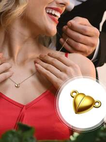 Cierres magnéticos con forma de corazón para joyería, Día de San Valentín, amor, DIY joyas de pareja, cierres magnéticos dorados y plateados para hacer pulseras, collares y accesorios de joyería DIY