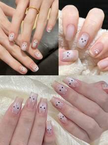 2 piezas de pegatinas de uñas con diseño lindo de gato blanco, estética kawaii de gato, decoración de manicura estilo Y2K coreana, calcomanías deslizantes DIY