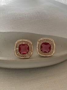 宫廷方晶锆石方形耳钉，简约高端优雅女士耳环 - 幾何 - 查看 10