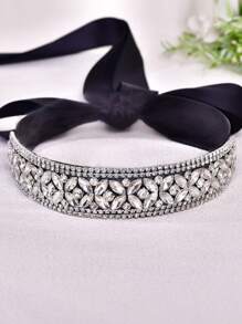 1 szt. Błyszczący, uniwersalny pasek do sukienki z kryształkami, formalny dodatek do stroju na występy, wesela, panny młode - czarna wstążka - Zobacz 5