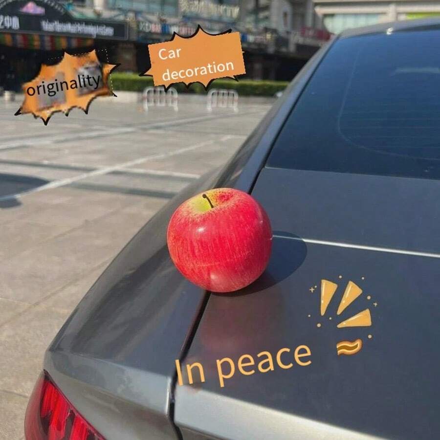 1 pieza Decoración de coche con fruta de manzana simulada, decoración de seguridad para la consola central, interior y exterior de vehículos eléctricos - Multicolor - Ver 1