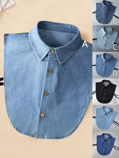 1 Pc Unisex High Quality Denim Detachable Collar, Versatile Casual Design For Spring, Summer, Autumn, Winter, Suitable To Match Sweatshirt, Hoodie, Dress, Suit And More