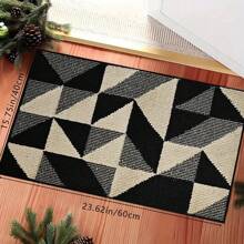 1 Stück rutschfeste Nylon-Fußmatte mit Zwei-Farben-Design, dekorativer Eingangsläufer, Badezimmermatte, Geschenk für Geburtstag, Abschluss, Raumdekoration, Heimdekoration, Badezimmerdekoration, Schlafzimmerdekoration, Küchendekoration, Wohnzimmerdekoration, Bürodekoration, Hausdekoration, Wohnzimmerteppich, Raumdekoration, ästhetischer Teppich - Schwarz - Übersicht 13