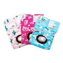 3pcs Cartoon Print Reusable Female Dog Diapers - Multicolor - View 4