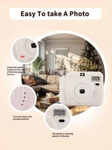 Popoto Instant Camera Gift Set, Captures Colorful Photos In 1 Minute, Compatible With Mini11/12 Film, Ideal Birthday, Holiday, Party, Outdoor, Wedding Gift For Him/Her (Batteries And Film Not Included) - 白色相機套裝 - 查看 8