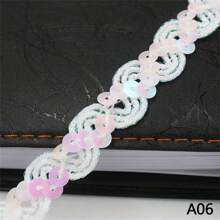 5 米 S 形亮片蕾丝边饰面料闪光丝带适用于服装帽子缝纫装饰 DIY 手工工艺配件