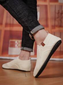 Mocasines casuales, transpirables, suela blanda, zapatos planos unisex, cómodos tenis para interiores/exteriores - Blanco - Ver 4