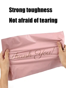 20/50/100PCS Exquisite Pink 'Thank You' Gift Bag, Self-Adhesive Waterproof Sealing Design, Courier Bag New Material Thickening Punching Bag, Pink Packaging Bag Self-Adhesive Bag, Waterproof Bag Courier Bag, Thickening Logistics Courier Packaging Bag, Mailing Bag, Suitable For Party Gift Packaging,Birthday,Bride,Wedding