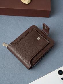 HOVI'S New Lychee Texture Men Short Button Wallet Horizontal Zipper Multi-Functional Card Holder Clip Coin Purse Gift - Brown - View 8