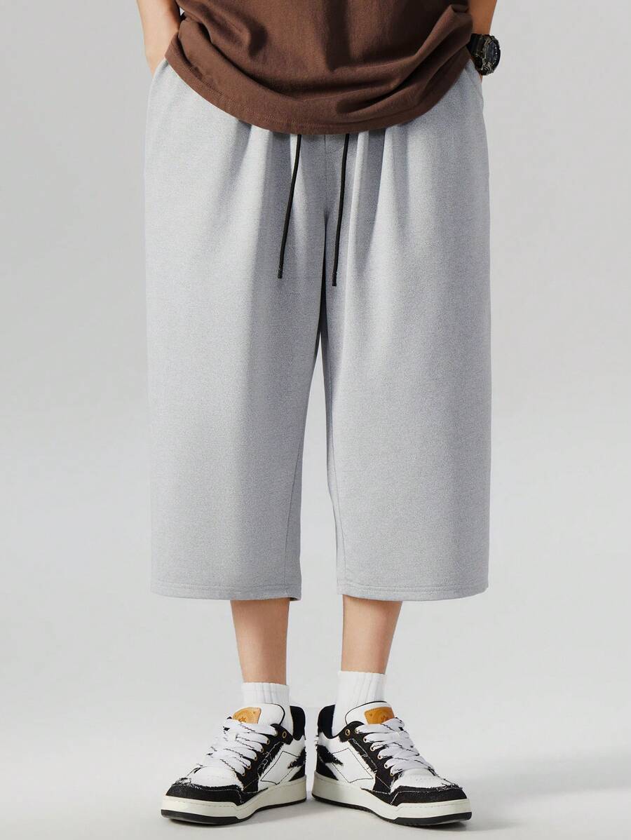 Plus Size Men's Loose Straight Leg Capri Length Casual Pants, Summer New Loose Sports Pants, Brand - Grey - View 1