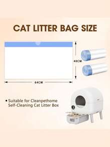 20pcs/Roll,White PE One-Time Drawstring Cat Litter Bags,Self - Cleaning Cat Litter Box Garbage Bags, Extra - Large Cat Litter Box Replacement Liners, Drawstring Garbage Bags Suitable For Robots Thick Plastic Bags For Cleaning, Compatible With Self- Cleaning Cat Litter Box Liners And Free Pet Shovel, Anti- Tear And Leak, For Reusable And Disposable Trays((64cm X 40cm)