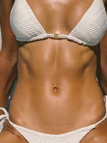 2024 年新款性感比基尼套装，高腰系带女士分体泳衣 - 白色 - 查看 4