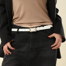 1 件优雅太阳形扣纯色 PU 皮革女士腰带，夏季新款夏季、学校秋季、秋季、万圣节 - 日字扣 - 查看 7