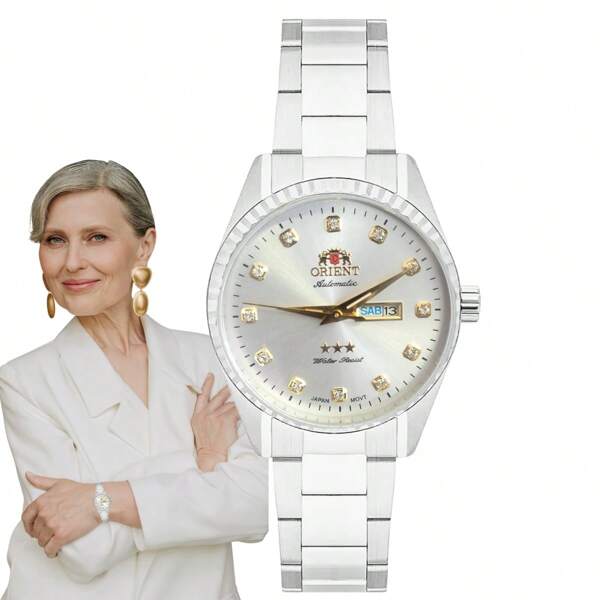 Orient Relógio Orient Feminino Mecânico Automático 3 Estrelas Redondo Prova Dágua 5 ATM Casual NH6SS007 S1SX