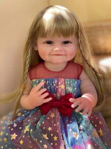 22 Inch Smile Girl Reborn Baby Doll Handmade Soft Touch Full Body Soft Vinyl Newborn Baby Doll For Children Birthday Gifts