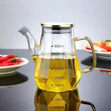 1pc Creative Rhombus Borosilicate Glass Oil Bottle, Suitable For Kitchen, Capacity: 16.91 Oz, 23.67 Oz, 30.43 Oz
