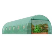 Walk-In Tunnel Greenhouse, 29.5x9.8x6.6 Ft Or 29.2x9.7x6.5 Ft Or 27.4x9.5x7.4 Ft Or 14.6x6.4x6.3 Ft Or 9.6x6.4x6.2 Ft Or 19.4x9.7x6.5 Ft Or 11.3x6.4x6.3 Ft Hoop House With Galvanized Steel Frame, PE Cover, Zipper Door, 12 Windows For Outdoor Use - 29.2x9.7x6.5 ft, Green PE Cover, Roll-up Zipper Door and 12 Windows - 查看 8