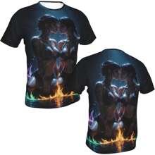 Flame Beauty Graphic T-Shirt For Men Novelty Sexy Girls 3D Printed Short Sleeve Shirt Fashion Tee Tops