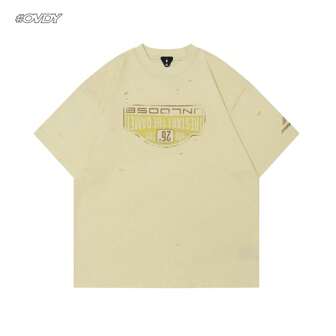 OVDY 1 st handmålade graffititryck för män med besvärad halsringning utomhus Streetwear kortärmad t-shirt