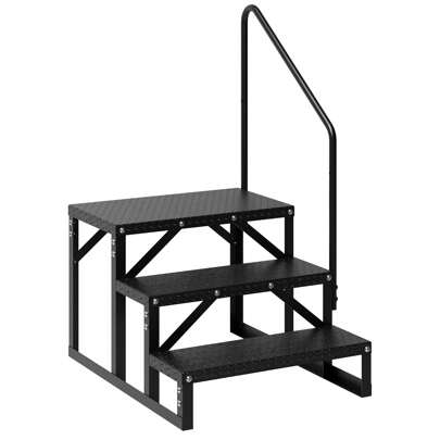 Studyset 4 Step RV Steps With Handrail, 660 Lbs RV Stairs Handrails Ladder With Anti-Slip Panel, Portable Stairs Steps For RV, Mobile Home, Hot Tub, Outdoor