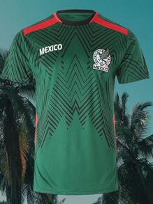 Mexico Men's Soccer Jersey Comfortable Breathable Futbol Match Leisure Team Sports Short Sleeve Top - màu xanh lá - Xem 1