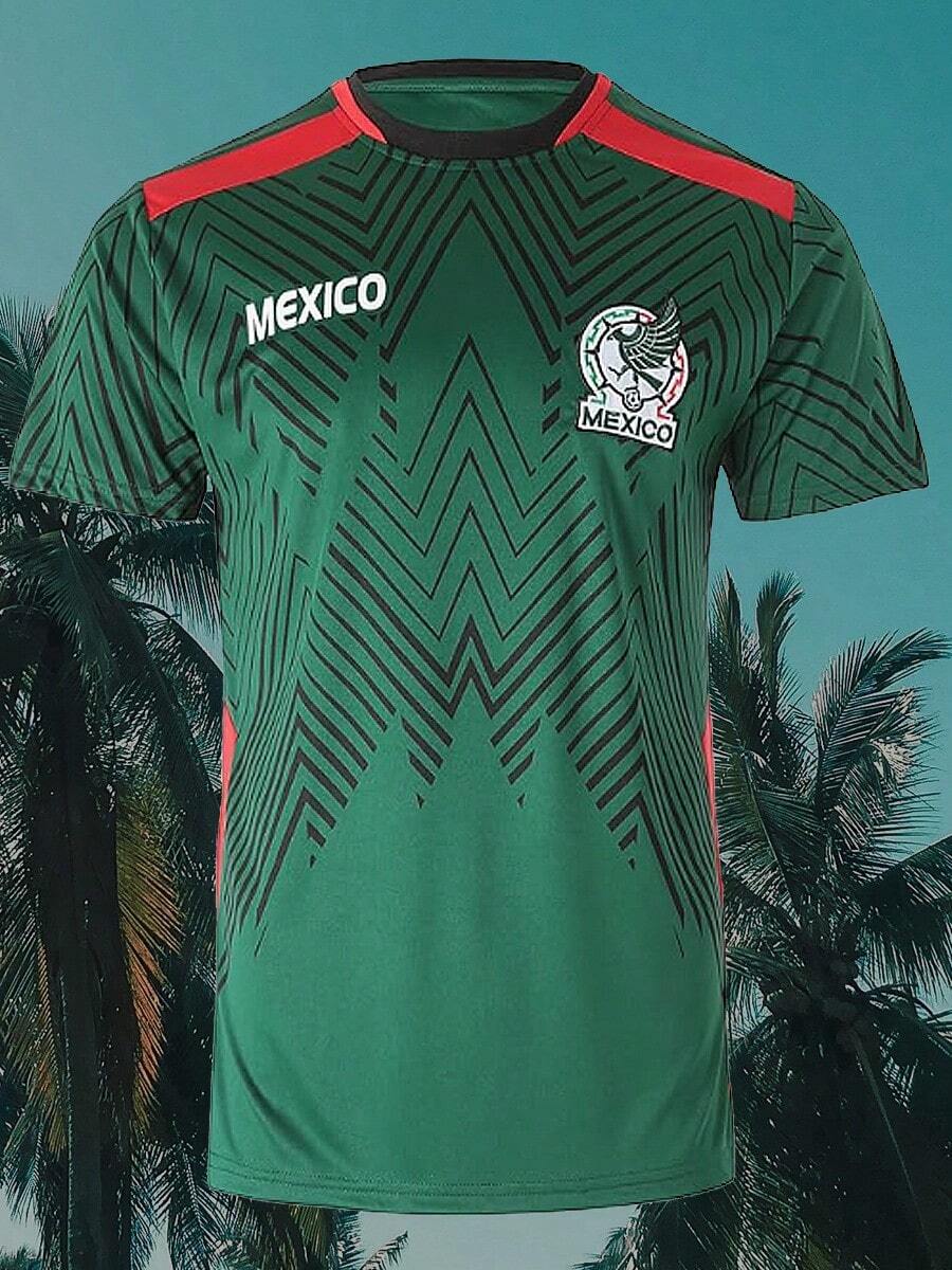 Mexico Men's Soccer Jersey Comfortable Breathable Futbol Match Leisure Team Sports Short Sleeve Top - màu xanh lá - Xem 1