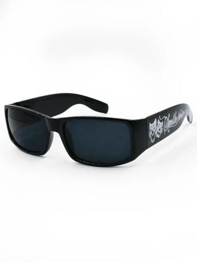 Gafas de sol de plástico negras con rectángulo estrecho Urbano  para hombre