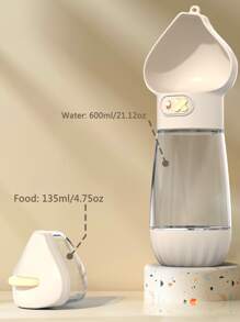 1pc Portable Pet Water Dispenser - Leak Proof Plastic Dog Travel Cup, Detachable Design, Drinking And Eating Combination Cup With Food Container, Suitable For Outdoor Drinking And Food Feeding For Dogs