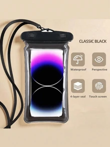 1pc Waterproof Mobile Phone Case, Rafting Diving Swimming Waterproof Bag, Universal Pvc Waterproof Bag Mobile Phone Protective Cover, Underwater Dry Bag Protective Cover, Very Suitable For Swimming, Rafting And Other Water Activities(Lanyard Buckle Color Is Random) - Multicolor - View 4