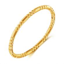 1 pieza Brazalete rígido de acero inoxidable enchapado en oro de 18K con textura - Pulsera con hebilla - Ver 4
