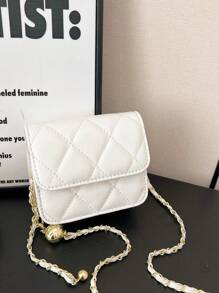 1pc Korean Version Of Gentle Style 2025 Spring And Summer New Chain Bag Rhinestone Fashion Shoulder Bag Mini Crossbody Bag For Girl, Suitable For All Occasions Girls Mini Bag, Comfortable And Adjustable Shoulder Strap, Versatile And Not Picky, Suitable For Outdoor, Play, Commuting Use, Is A Perfect Gift For Girls - Diamond Lattice Small Square Bag - View 15