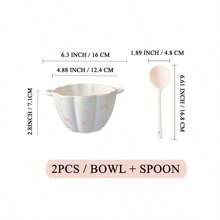 2pcs/4pcs Set Cute Ceramic Tableware, Underglaze Floral Bowl/Plate, Suitable For Students Back To School, Family Dining, Holiday Gifts, Decoration For Gatherings