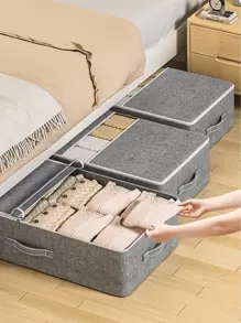 1个大容量高品质灰色床底收纳袋，衣物收纳袋，可视窗口玩具收纳袋，杂物收纳袋，季节性床上用品收纳袋，防水防潮，加固提手，双向合金拉链 - 灰色 - 查看 2