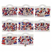 1 pieza Brazalete con cuentas con diseño de bandera estadounidense, brazalete patriótico para fiestas y días festivos