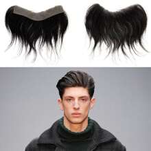 Peruka męska PU na czoło z 100% ludzkich włosów, 1,2*16 cm, 1B czarny - idealna do cofającej się linii włosów