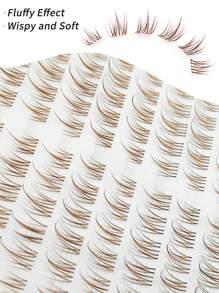 120pcs/Set Caramel Color Sunflower Lashes, DIY Brown Sunflower False Lashes, Transparent Stem Invisible Stem Natural Soft Colored Sunflower Lashes, Reusable Lash Clusters, Eyelash Clusters, Individual Eyelashes, Lashes, Fake Lashes - CC - View 3