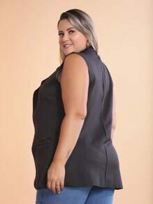 Max Women's Plus Size Vest Laser Cut Neoprene Fabric - 黑色 - 查看 3
