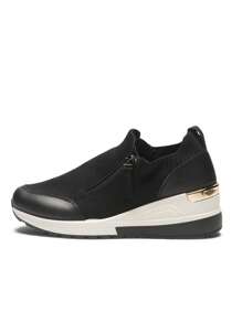 Truffle Collection Women's Wedge Sneakers With Zip In Black Textile - Size UK 3-8 / EU 36-41 / US 5-10 - Shipped Directly From The UK- Delivery In 3-5 Days! - Stylish & Comfortable High-Top Sneakers For Casual & Sporty Wear - Modern Ladies Summer Footwear For All-Day Comfort - Black - View 4