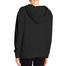 Women's Casual Black Hoodie With Letter Print -  Blend, Drawstring, Kangaroo Pocket  Machine Washable  FallWinter Collection
