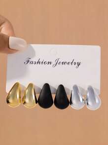 6PCS Teardrop Earrings Set, Classic And Fashionable, Women's Daily Versatile Earrings Gift For Girlfriends - Multicolor - View 1