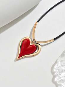 1 pieza Collar con colgante en forma de corazón, joyería para la clavícula, simple y versátil, estilo punk para el Día de San Valentín