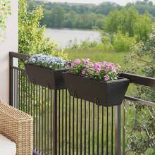 vidaXL Planters 2 Pcs With Hooks Poly Rattan Black