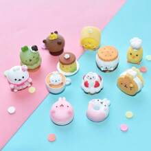 Juguetes de comida en miniatura, delicados adornos de postre en 3D de dibujos animados, decoración de micro paisaje DIY para estuche de teléfono, escena de casa de muñecas 1:12, accesorios de resina, regalo para vacaciones, cumpleaños, Navidad