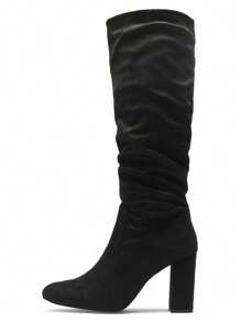 Truffle Collection Women's Calf Height Boots In Black Microfiber - Size UK 3-8 / EU 36-41 / US 5-10 - Shipped Directly From The UK- Delivery In 3-5 Days! - Stylish Zip Closure, Comfortable Fit For Casual Or Party Occasions - Modern Heeled Footwear - Black - View 4