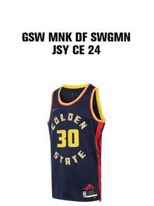 Nike 男式 GSW MNK DF SWGMN JSY CE 24 字母印花运动背心 FQ4342-422 - 藍色 - 查看 1
