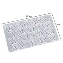 1 Pc Alphabet Silicone Resin Molds Reversed Letter Keychain Molds With Hole Fancy Letter Epoxy Resin Casting Molds For DIY Crafts Jewelry Earrings Pendant Keychain - White - View 3
